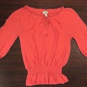 5/$25 Ann Taylor Medium Coral LINEN Blend Top